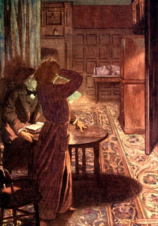 Illustration from The Fall of the House of Usher by Byam Shaw, 1909. Source: Poe Museum
