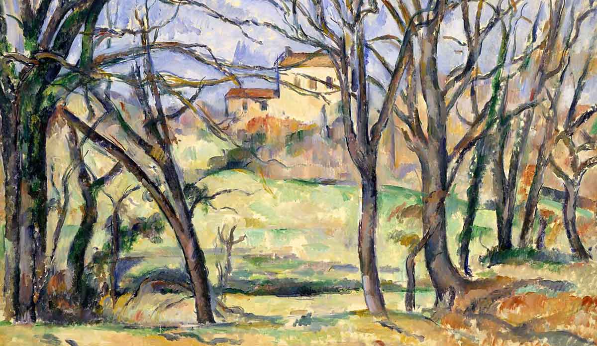 cezanne trees houses near jas de bouffan painting