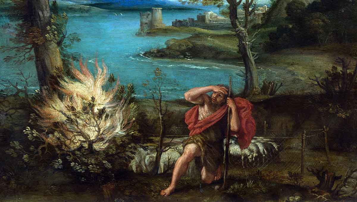 domenichino landscape with moses and the burning bush painting