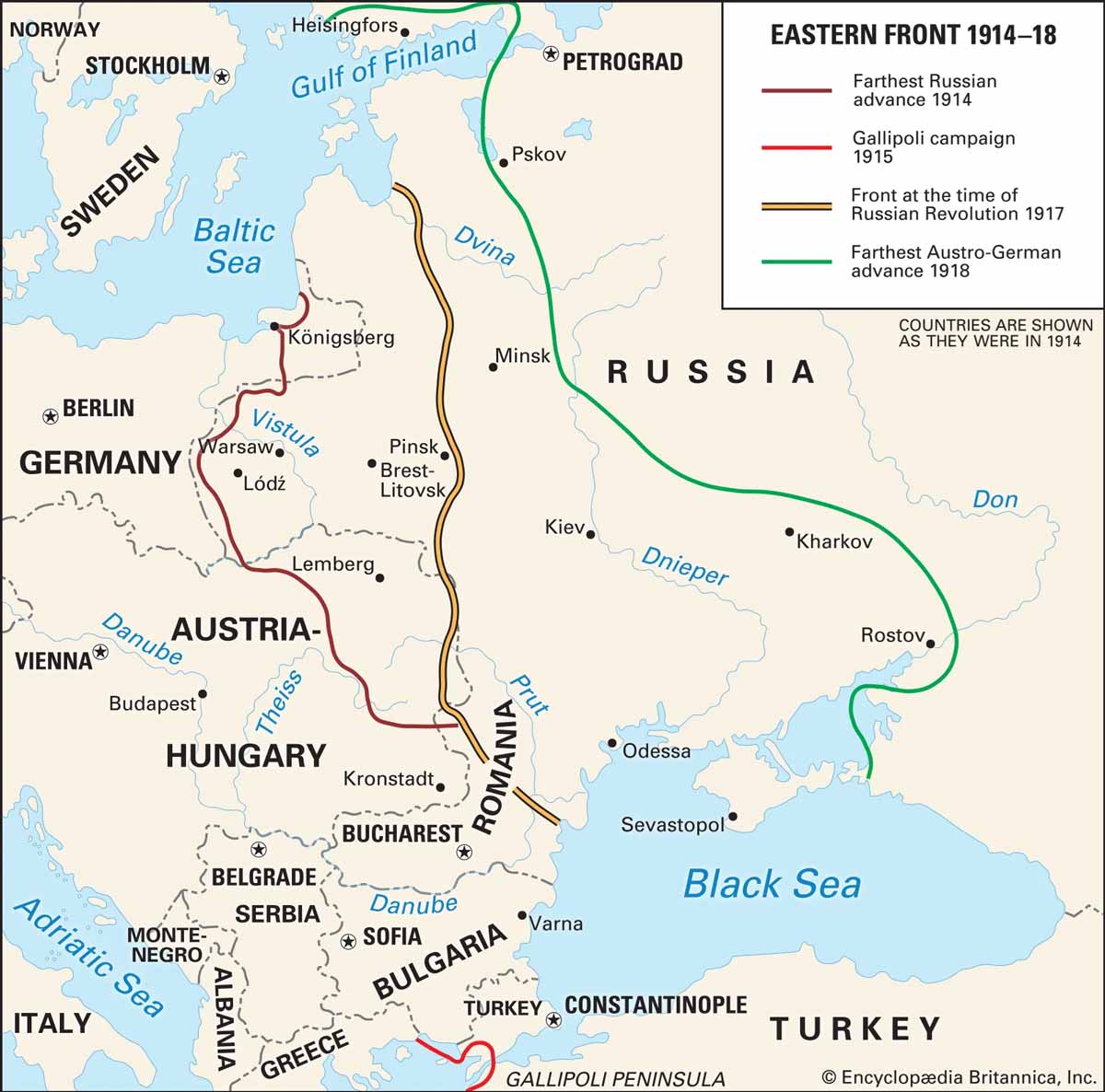 eastern front wwi map
