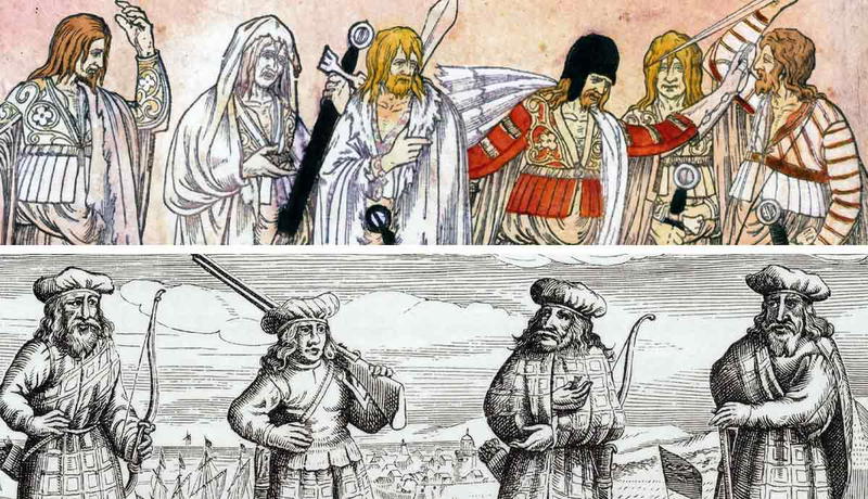 Historical illustrations of warriors