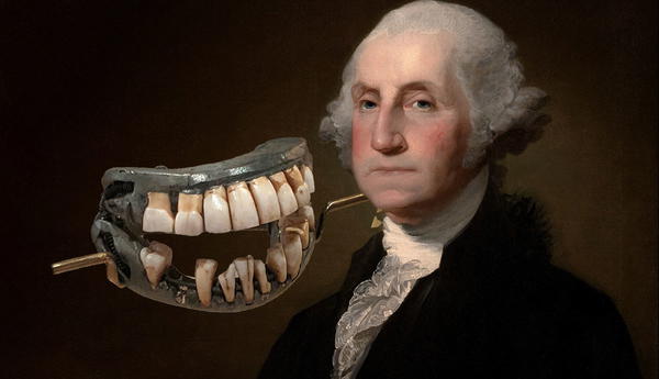 George Washington portrait with historical dentures