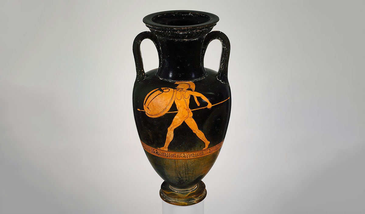 greek warrior terracotta vase painting