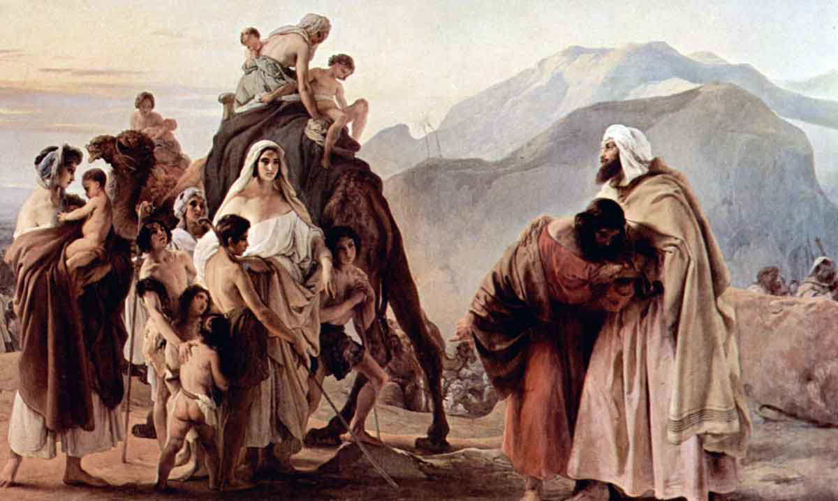 hayez the meeting of esau and jacob painting