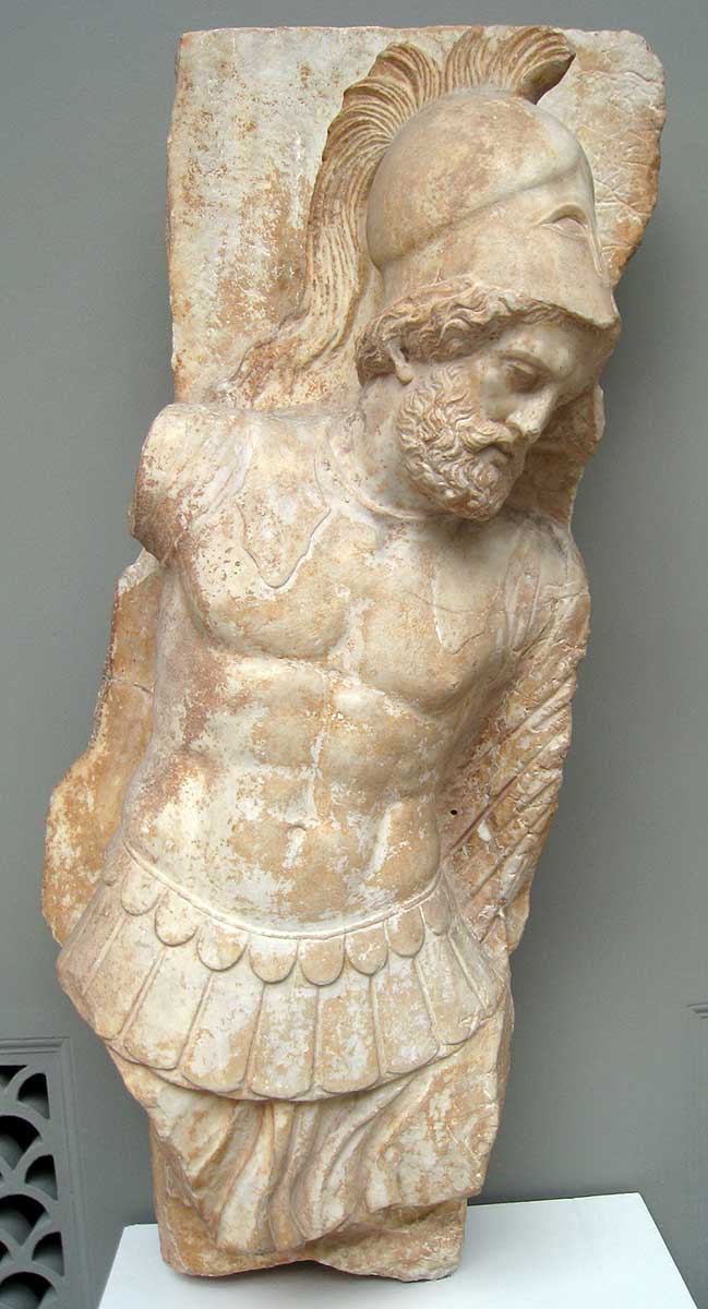 hoplite marble grave relief