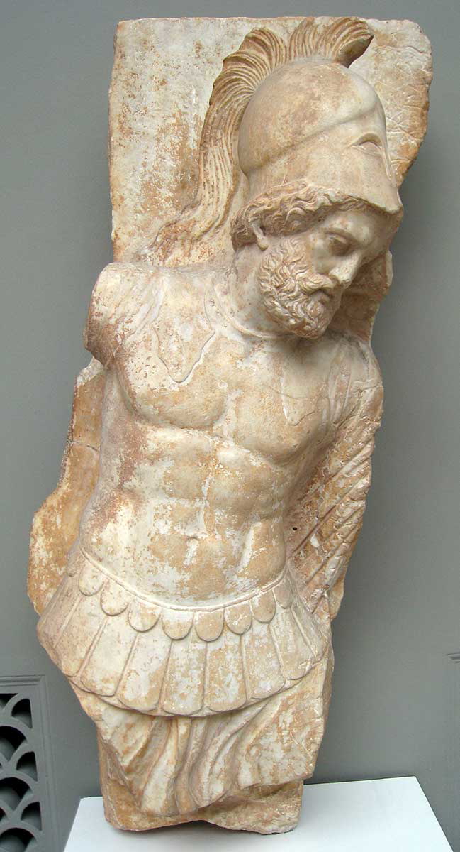 hoplite marble grave relief