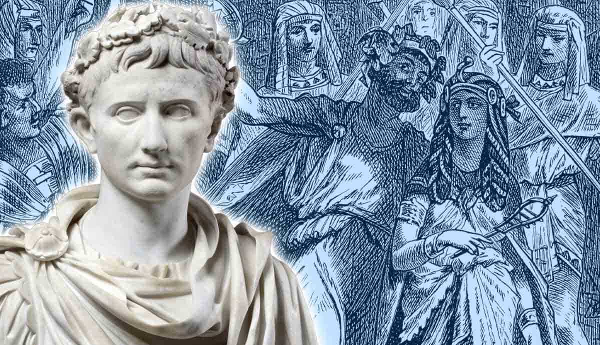 Bust of Octavian with Antony and Cleopatra