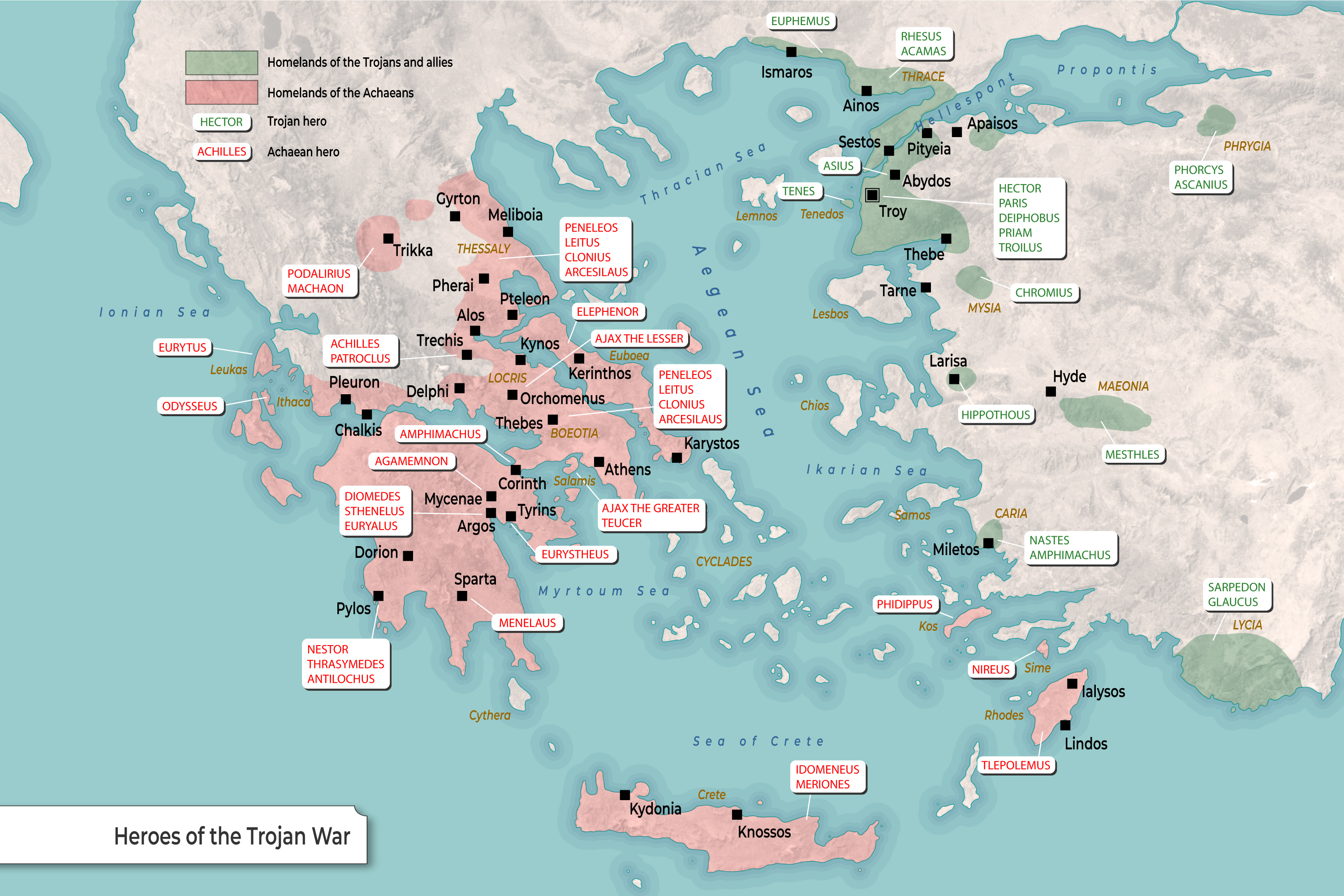 Heroes of the Trojan War as mentioned in Homer's Iliad. Source: TheCollector