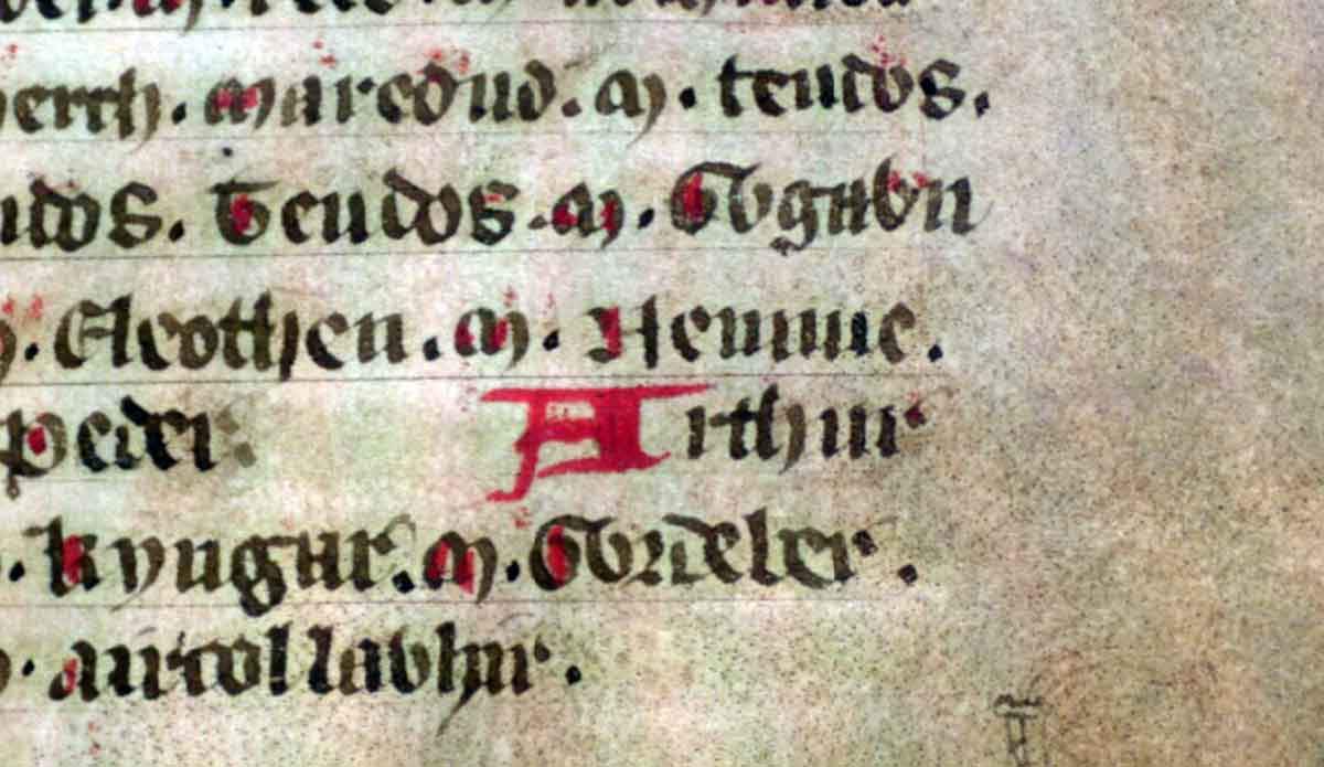 jesus college ms 20 genealogies folio 36r arthur dyfed