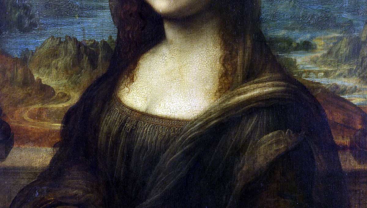 leonardo vinci mona lisa detail garments painting