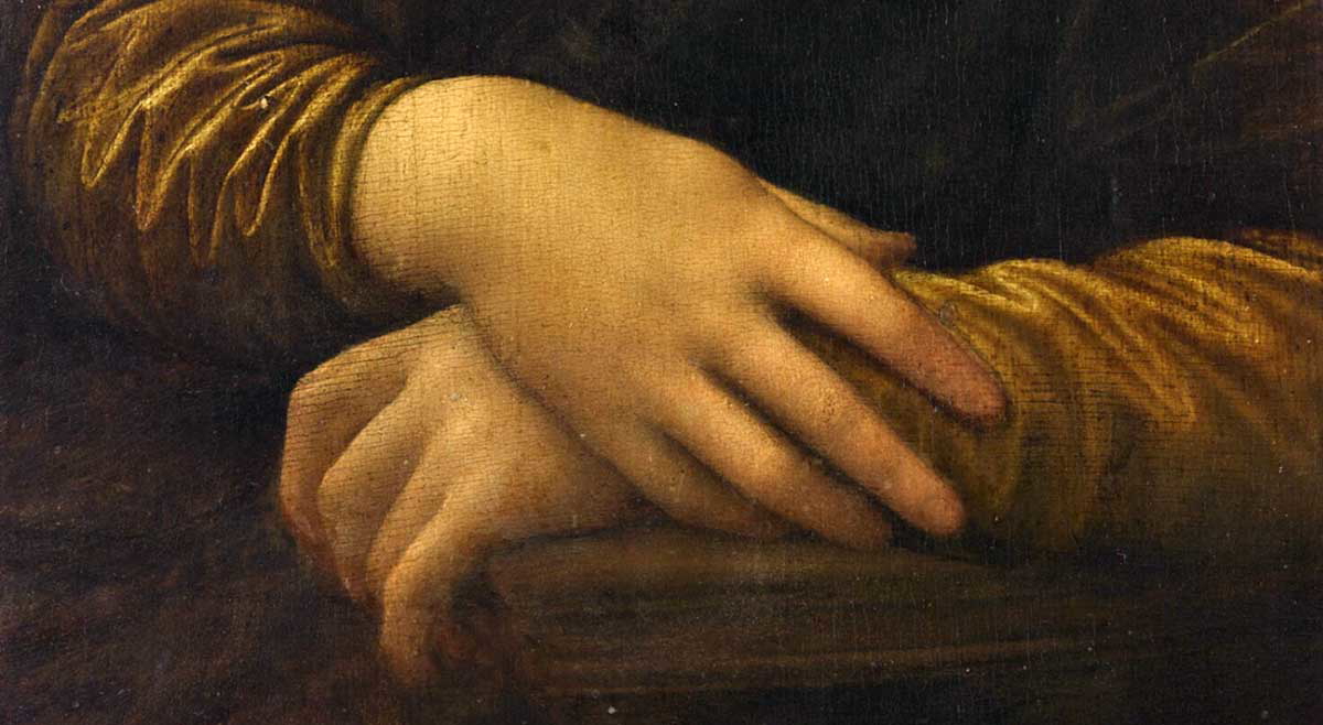 leonardo vinci mona lisa detail hands painting