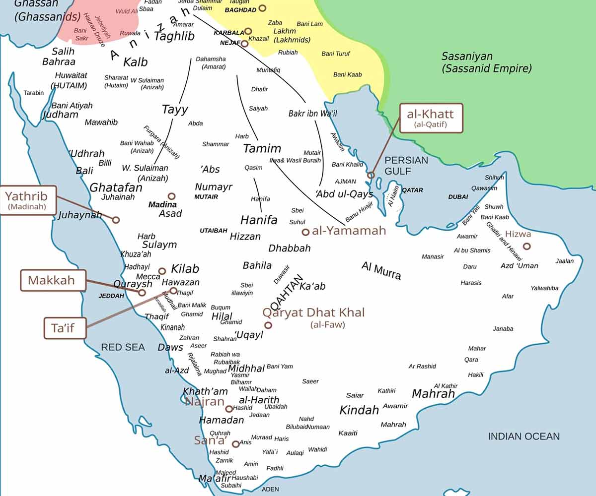 map pre islamic arabian tribes