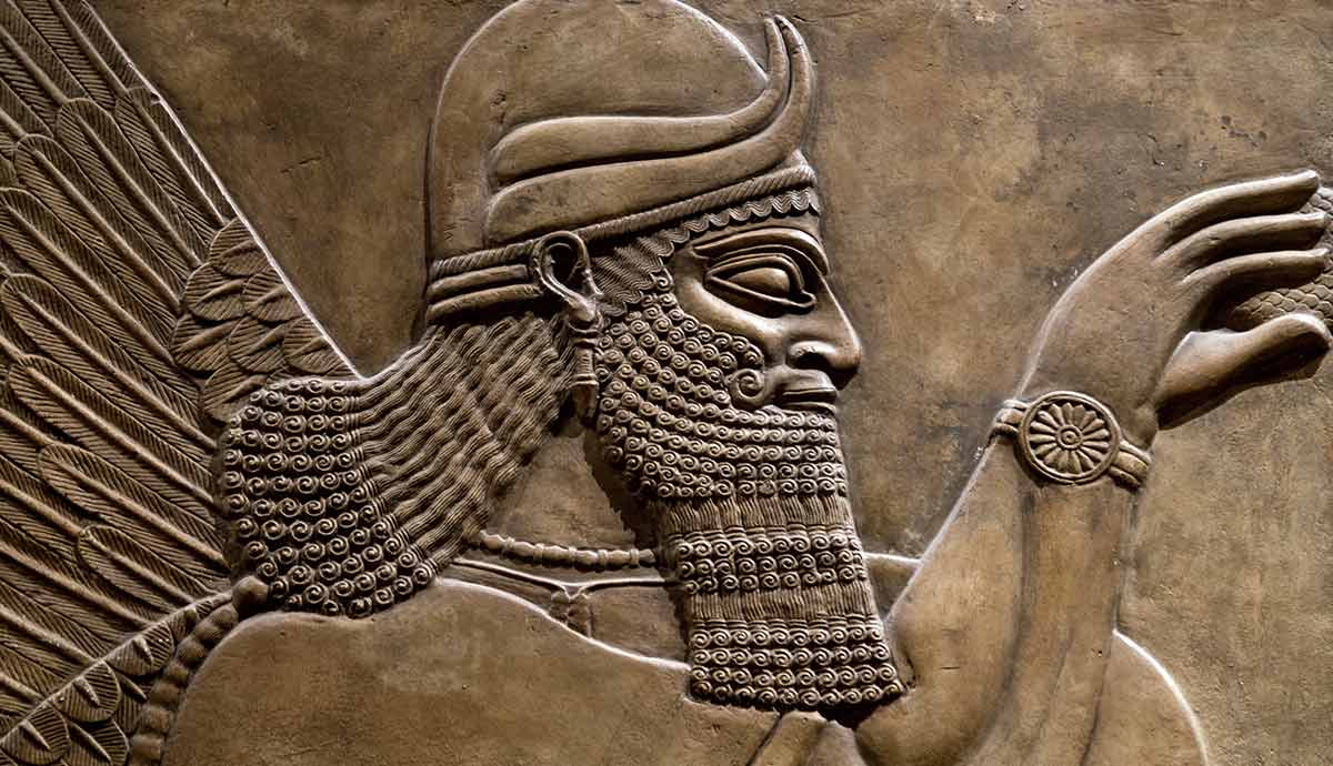 Assyrian deity relief sculpture