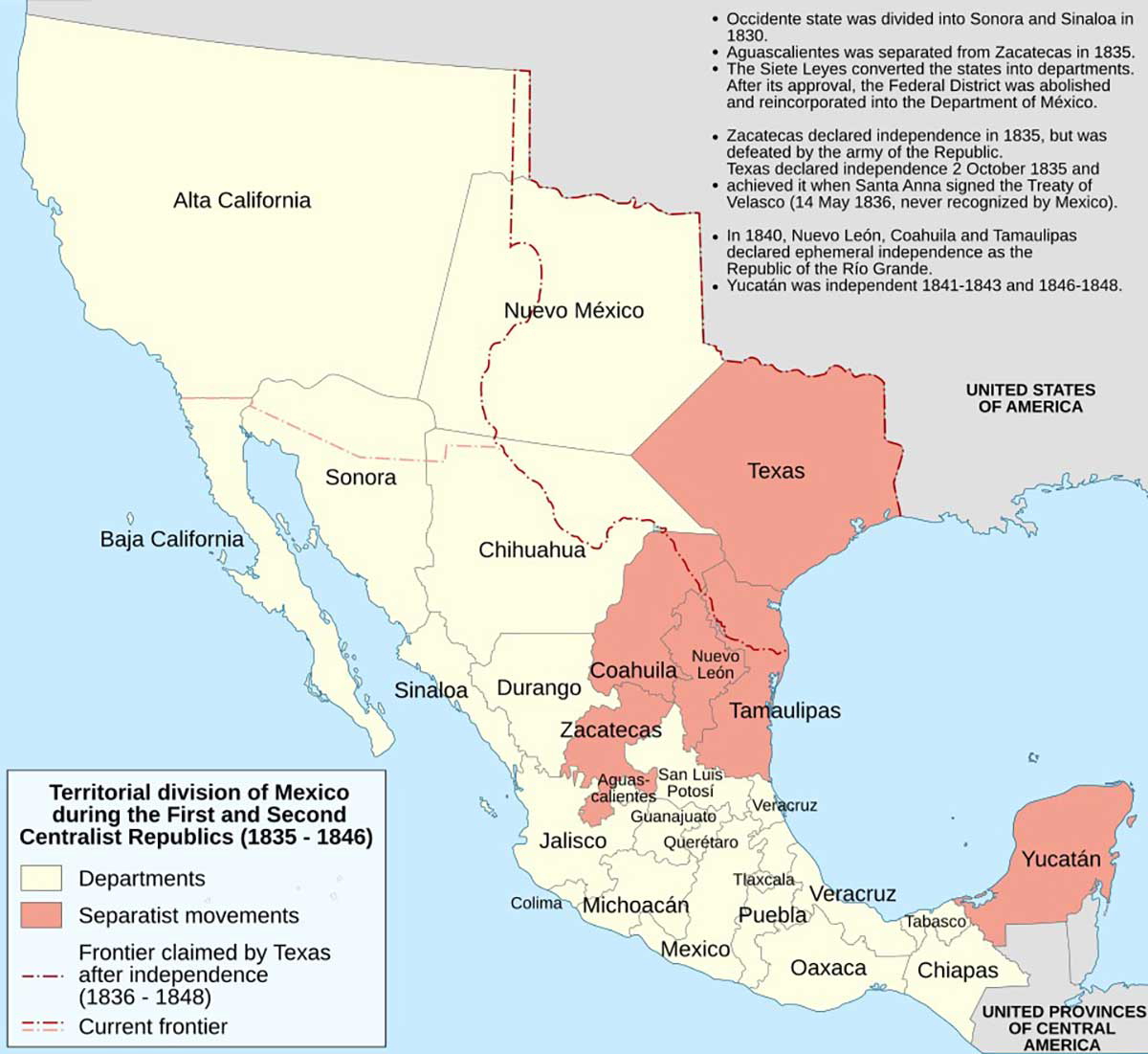 mexico administrative map 1830s