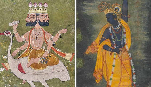 Paintings of Brahma and Krishna