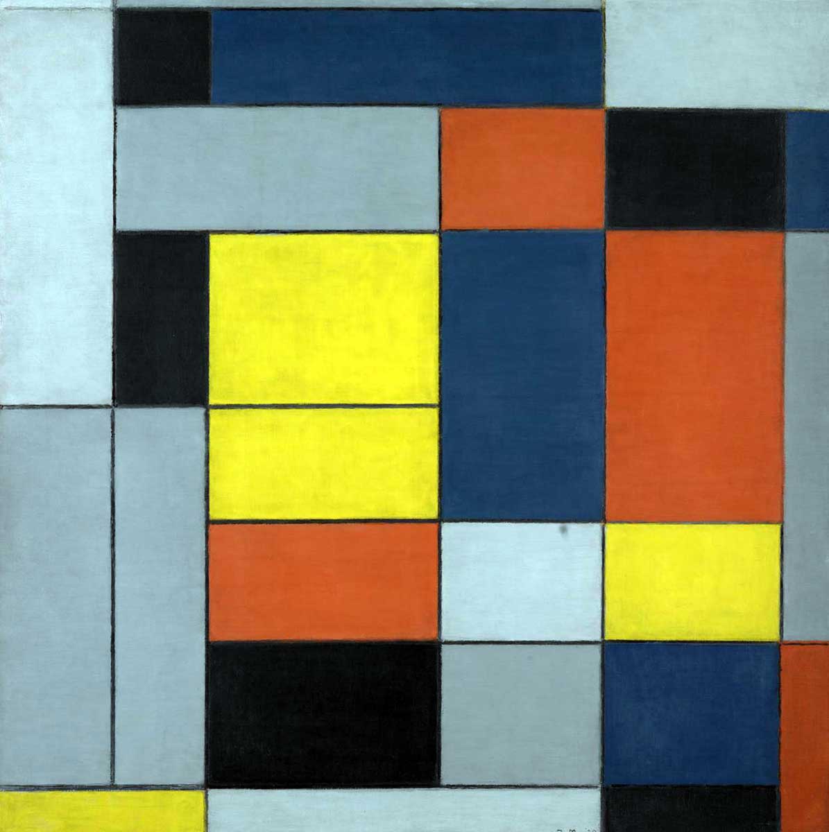 mondrian vi composition ii red yellow blue black white squares painting