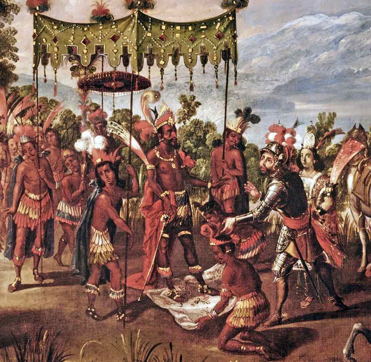montezuma meets cortes painting