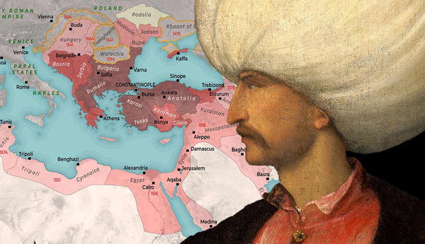 Suleiman the Magnificent portrait with Ottoman map