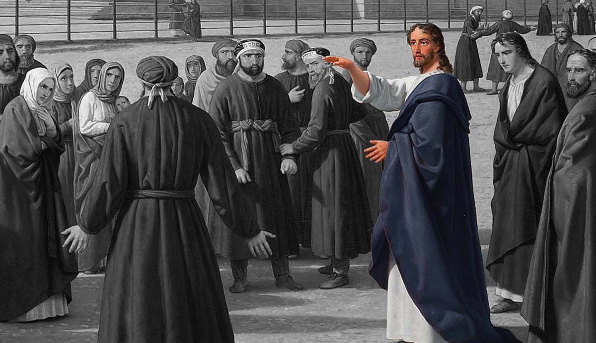 painting jesus being tempted pharisses olivet discourse