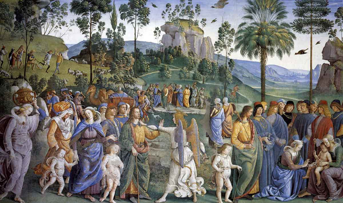 perugino moses journey into egypt and the circumcision of his son eliezer painting