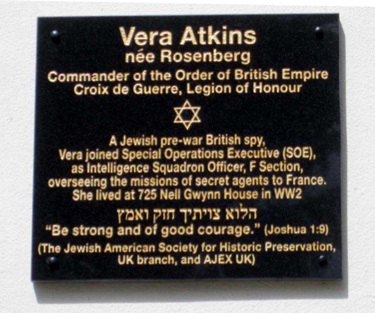 plaque for vera atkins famous female spies