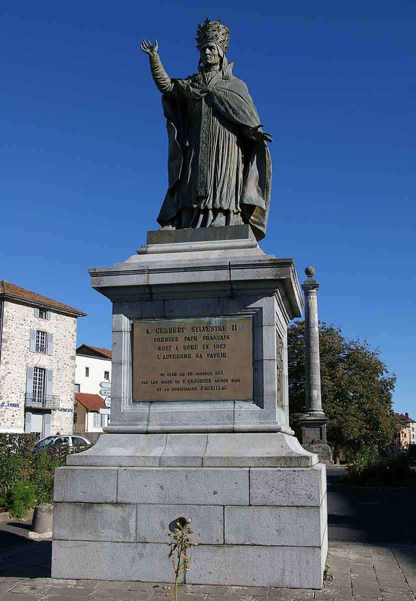 pope sylvester ii statue aurillac