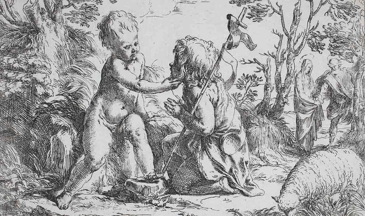 reni infant jesus and saint john etching