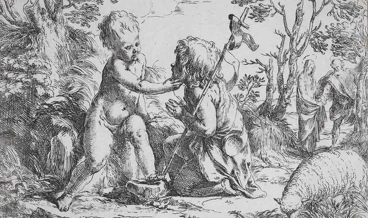 reni infant jesus and saint john etching
