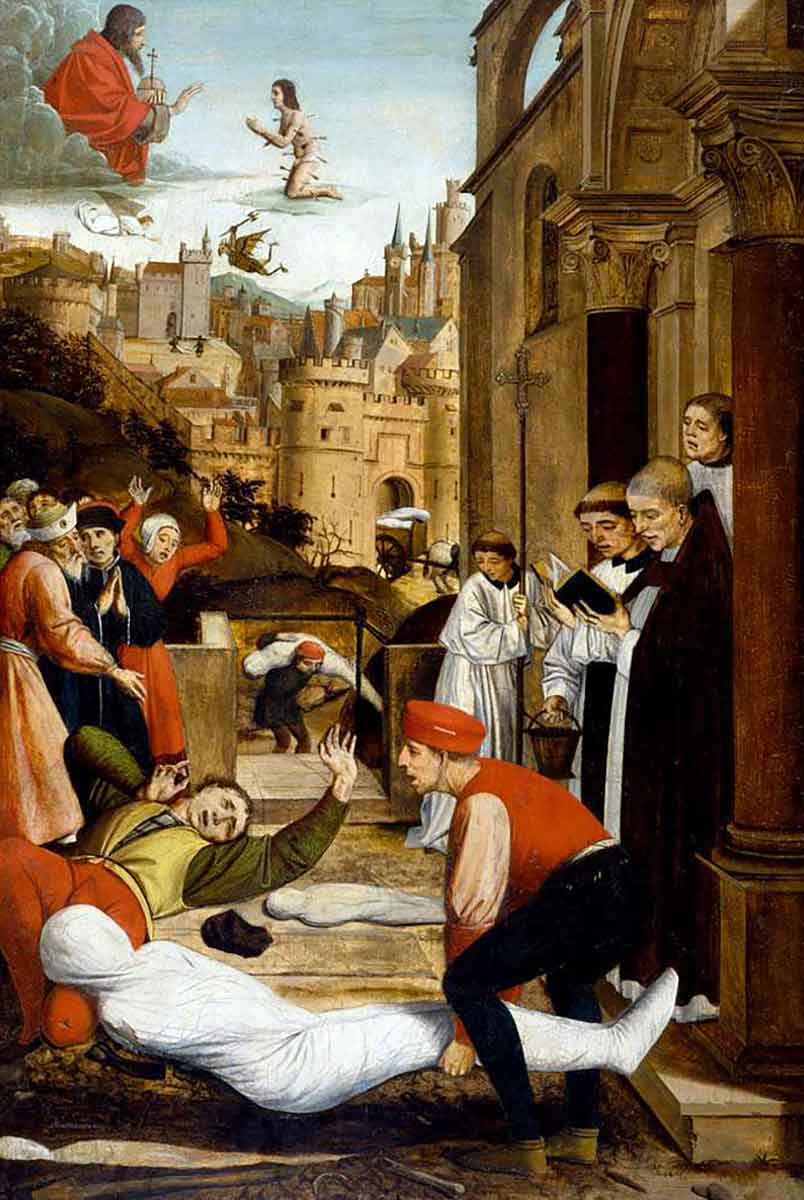 saint sebastian interceding plague stricken josse lieferinxe