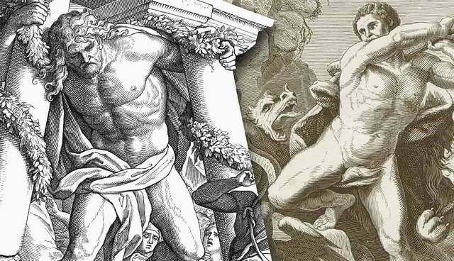 Samson and Hercules in classical engravings