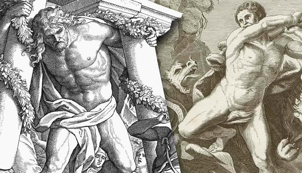 Samson and Hercules in classical engravings