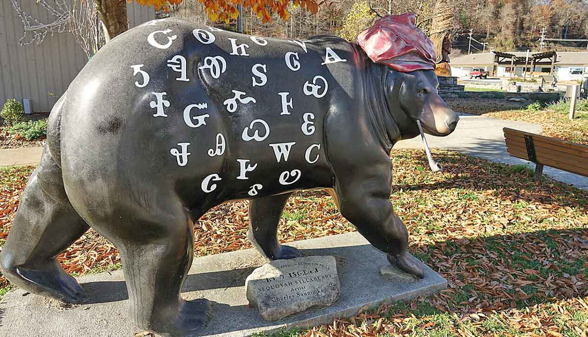 seqoyah syllabary bear statue