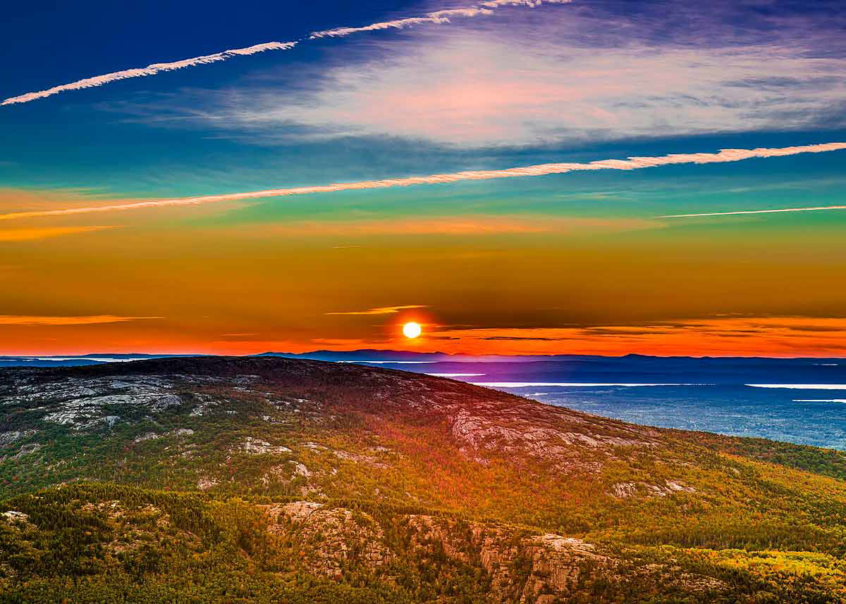 sunset over acadia national park