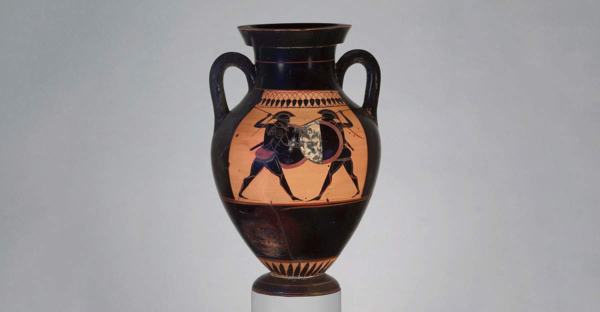 terractta amphora warriors greek
