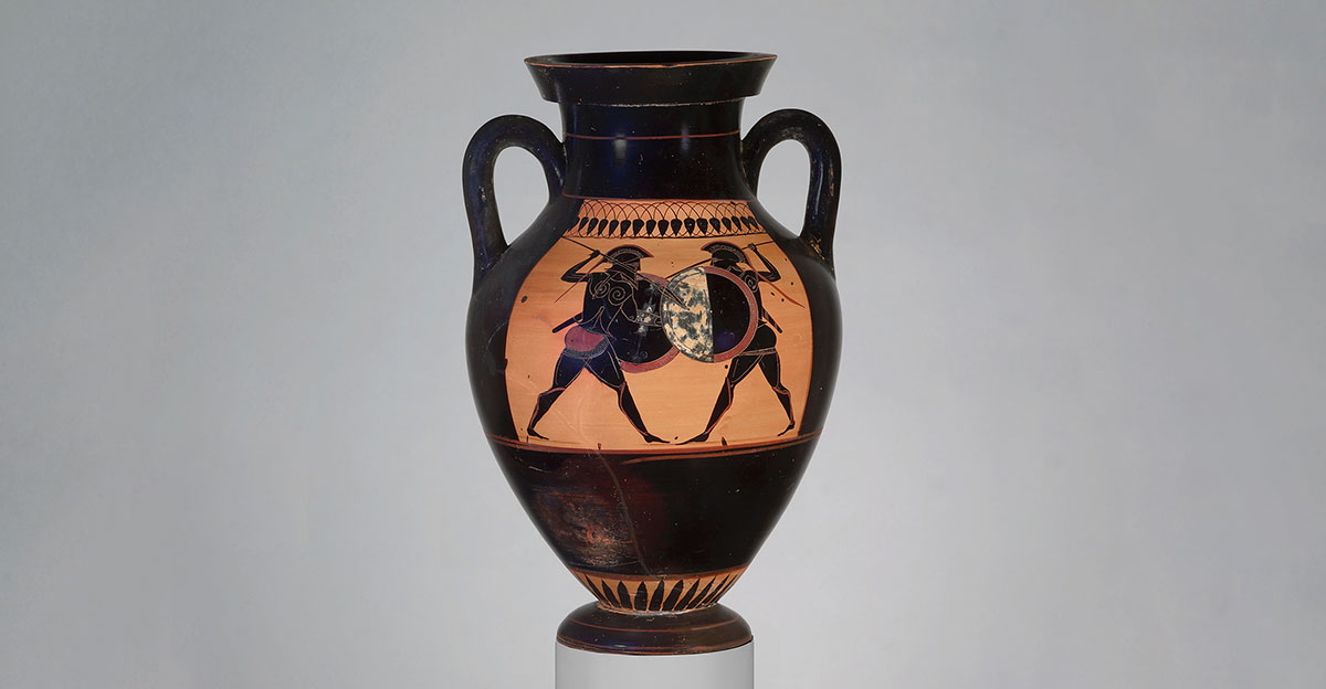 terractta amphora warriors greek