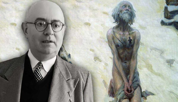 Theodor Adorno with Saint Basil painting