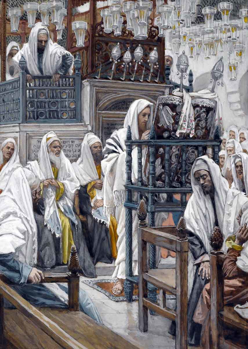 tissot jesus unrolls the book in the synagogue