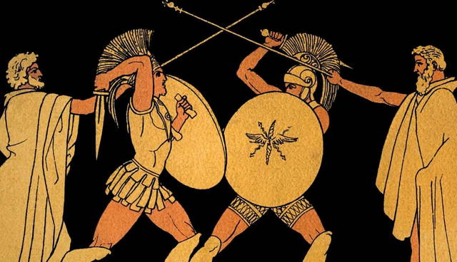 trojan war heroes fighting