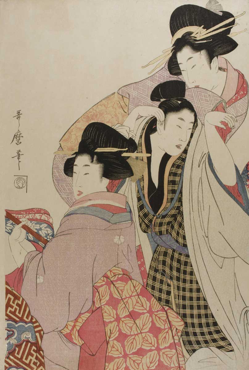 two geishas tipsy client kitagawa utamaro I 1805