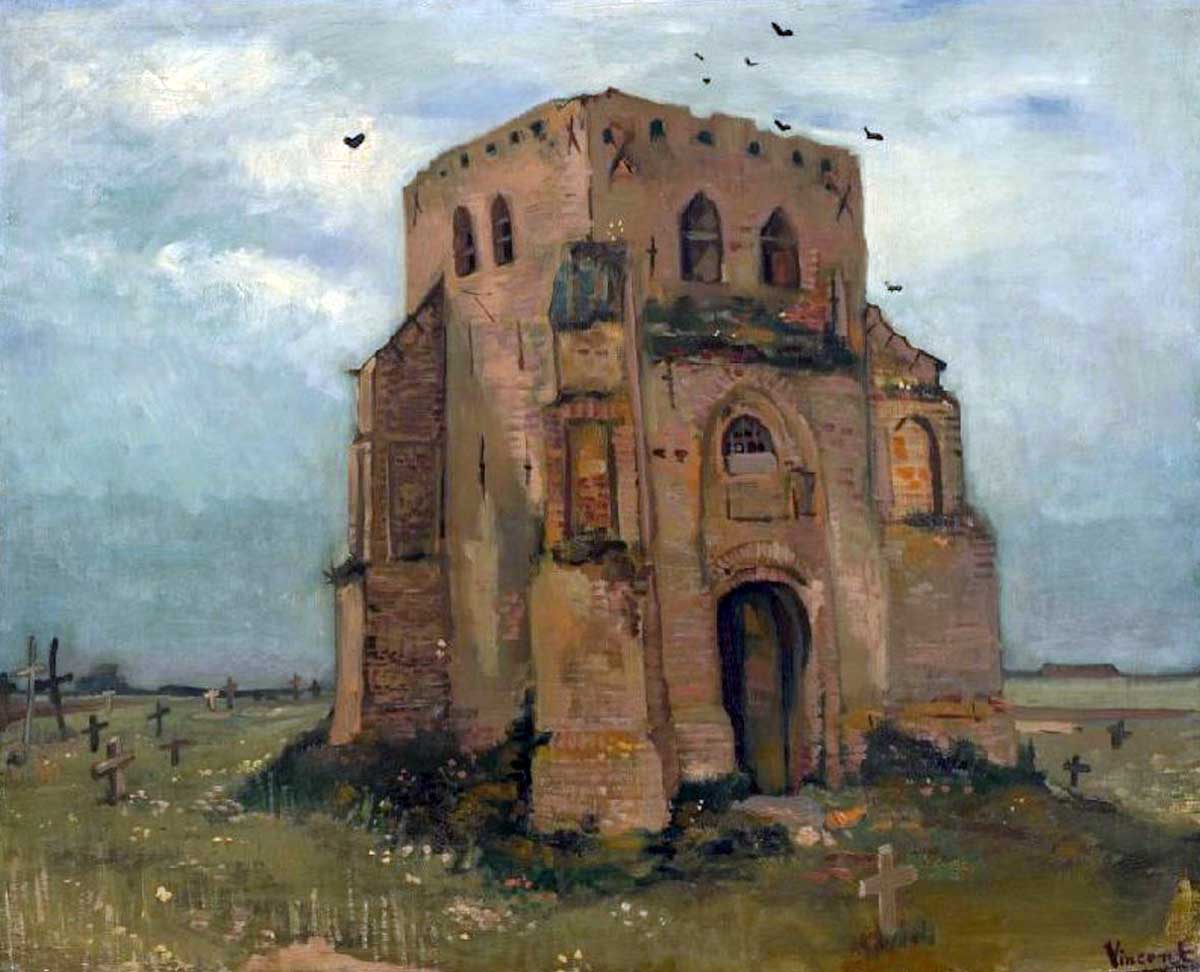 van gogh old church tower at nuenen