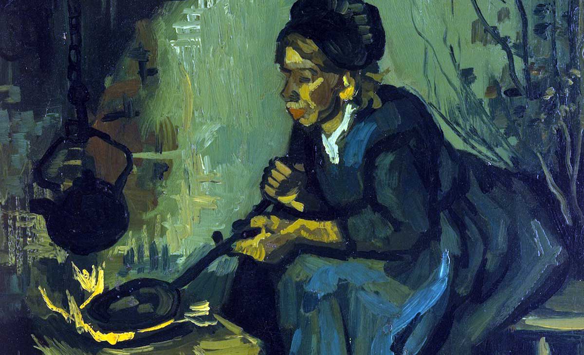 van gogh peasant woman cooking by fireplace