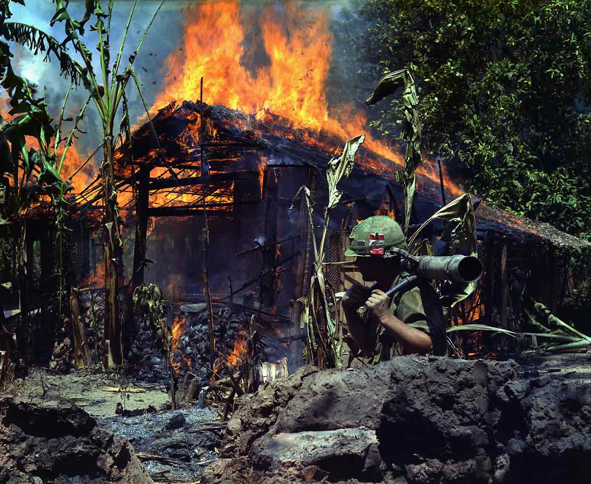 viet cong base camp burned