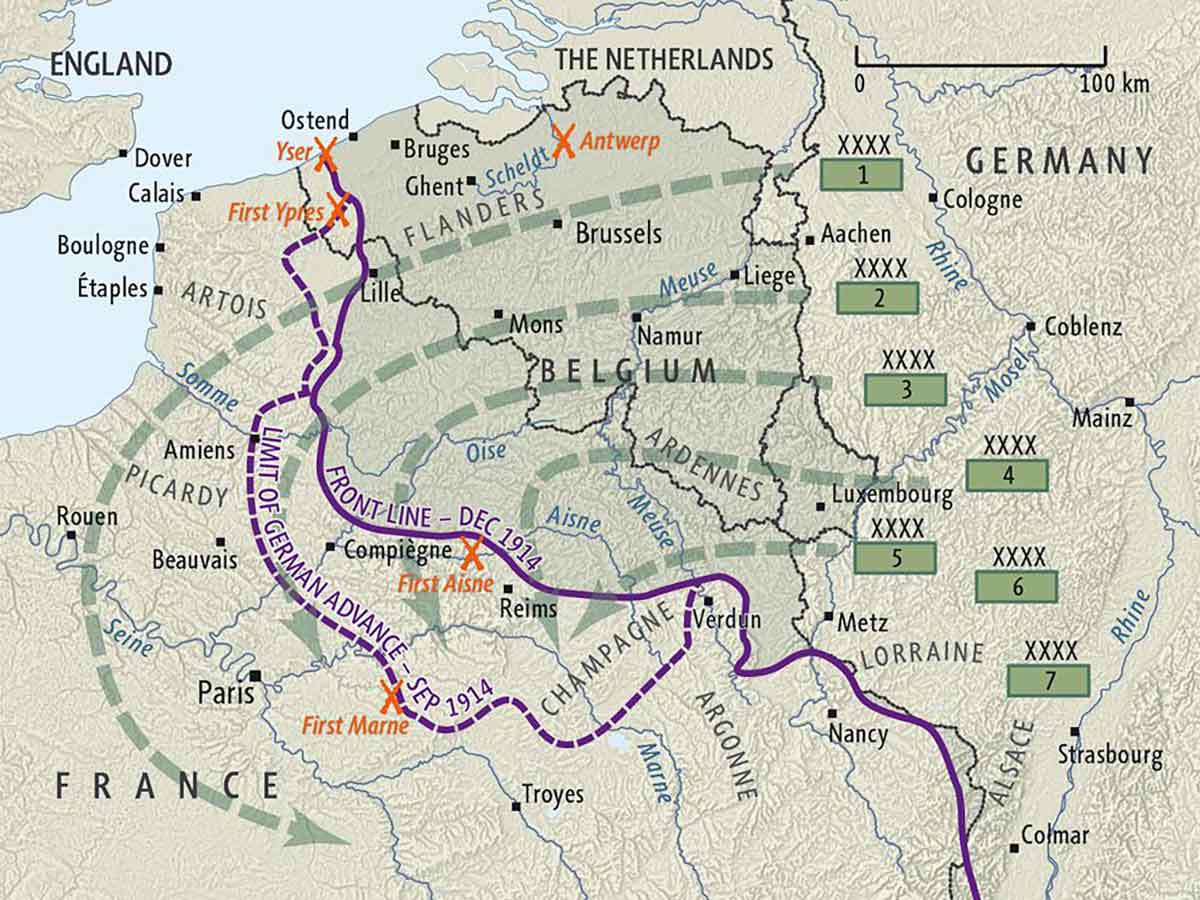 western front end 1914