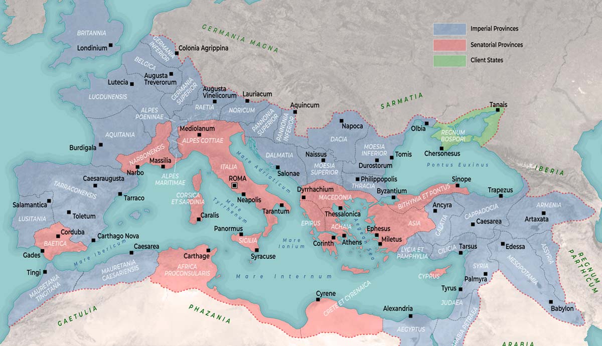 Map of the Ancient Roman Empire at Its Peak (117 CE)