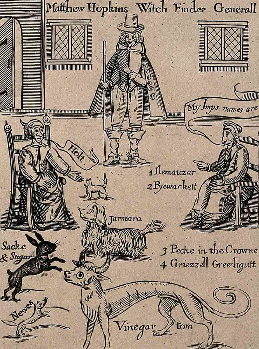 witchfinder two accused witches familiars engraving