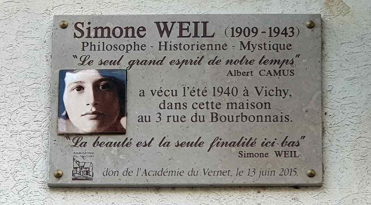 Bourbonnais Vichy plaque Simone Weil