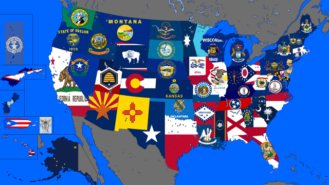 Flag Map of the U.S. States and Territories