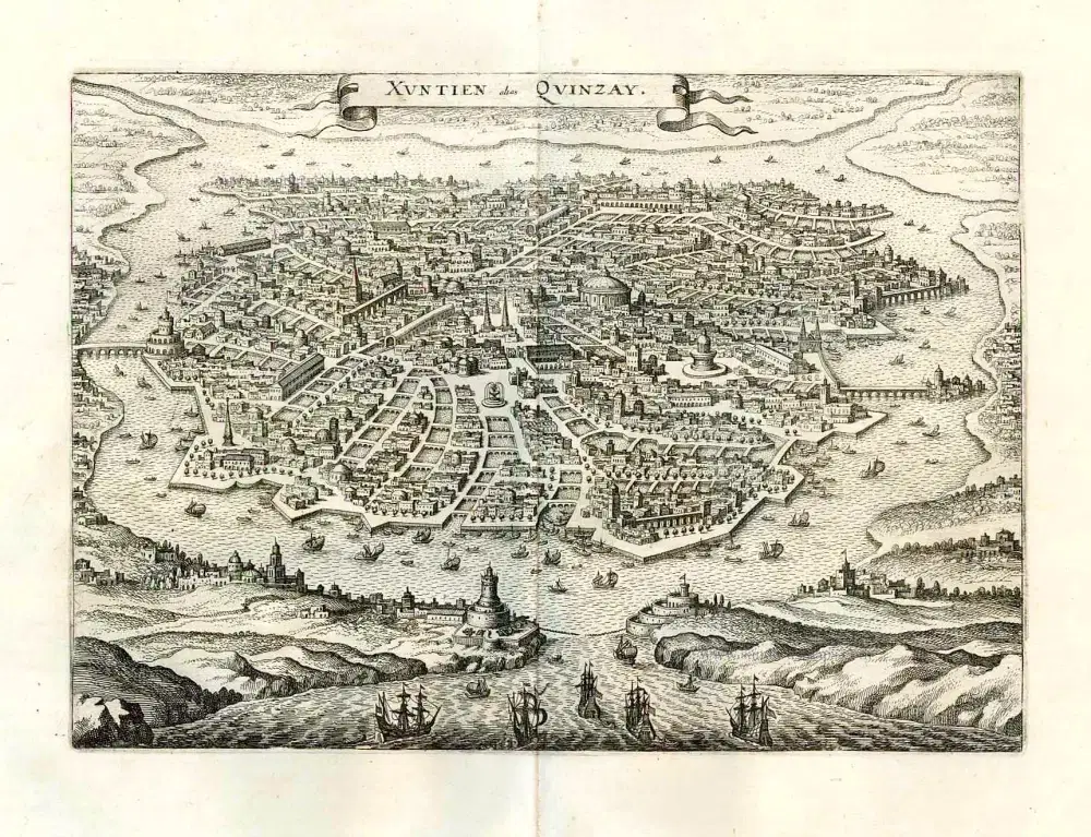 Map of Hangzhou, Matthäus Merian, 1638. Source: Sanderus