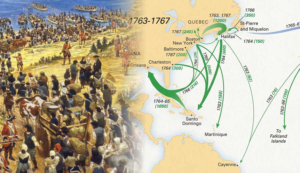 acadian expulsion with map