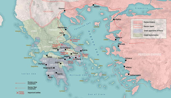 Map of the Greco-Persian Wars